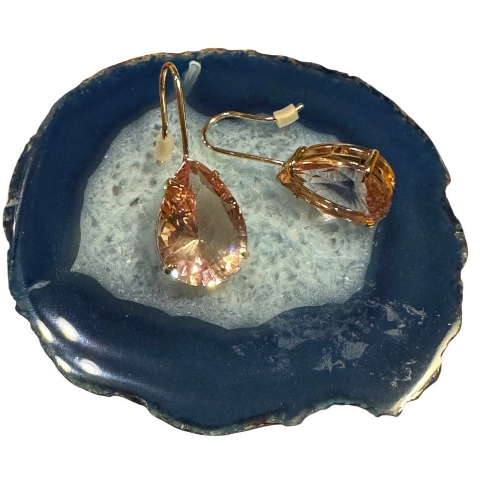 Elegant Morganite color Teardrop Crystal Earrings